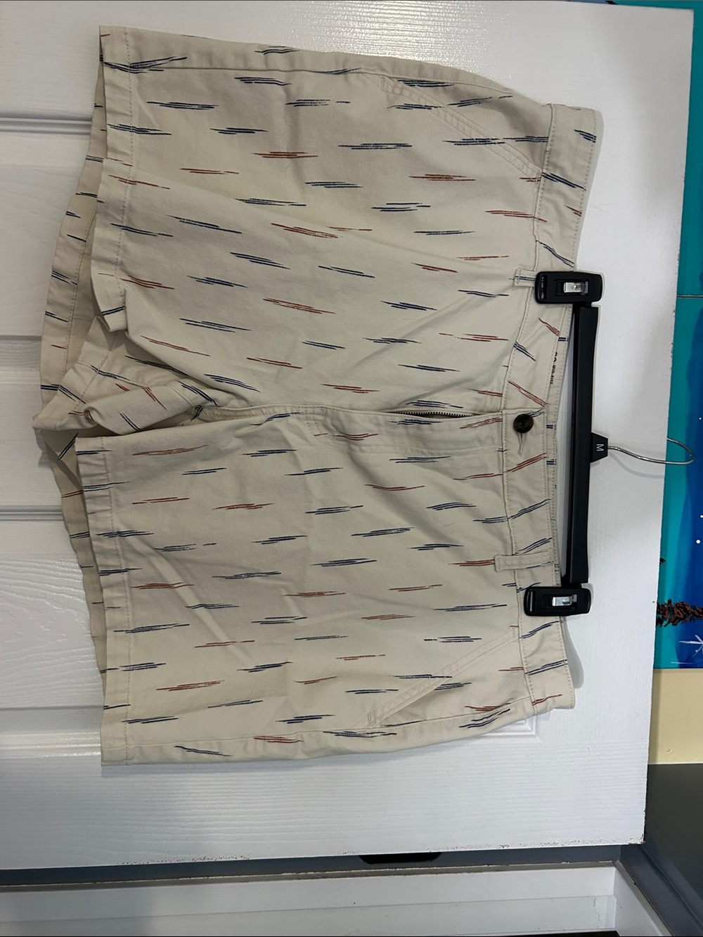 a.n.a Cream Shorts with Navy and Rust Micro Pattern